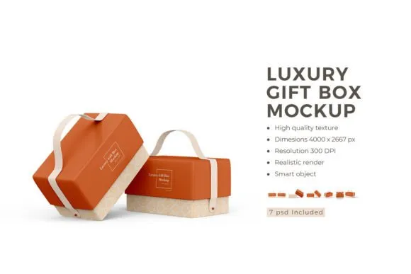 Gift Box PSD Mockup