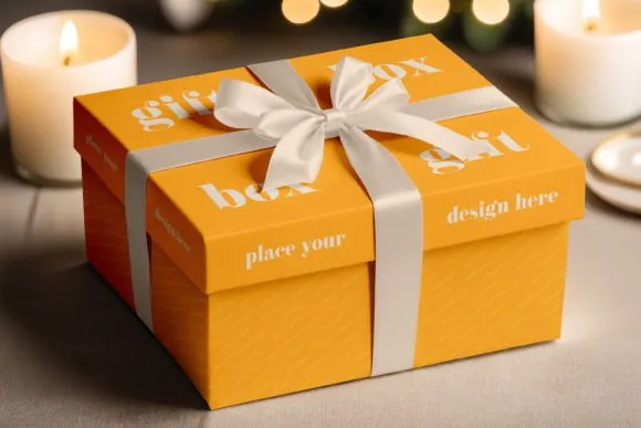 Gift Box Packaging Mockup