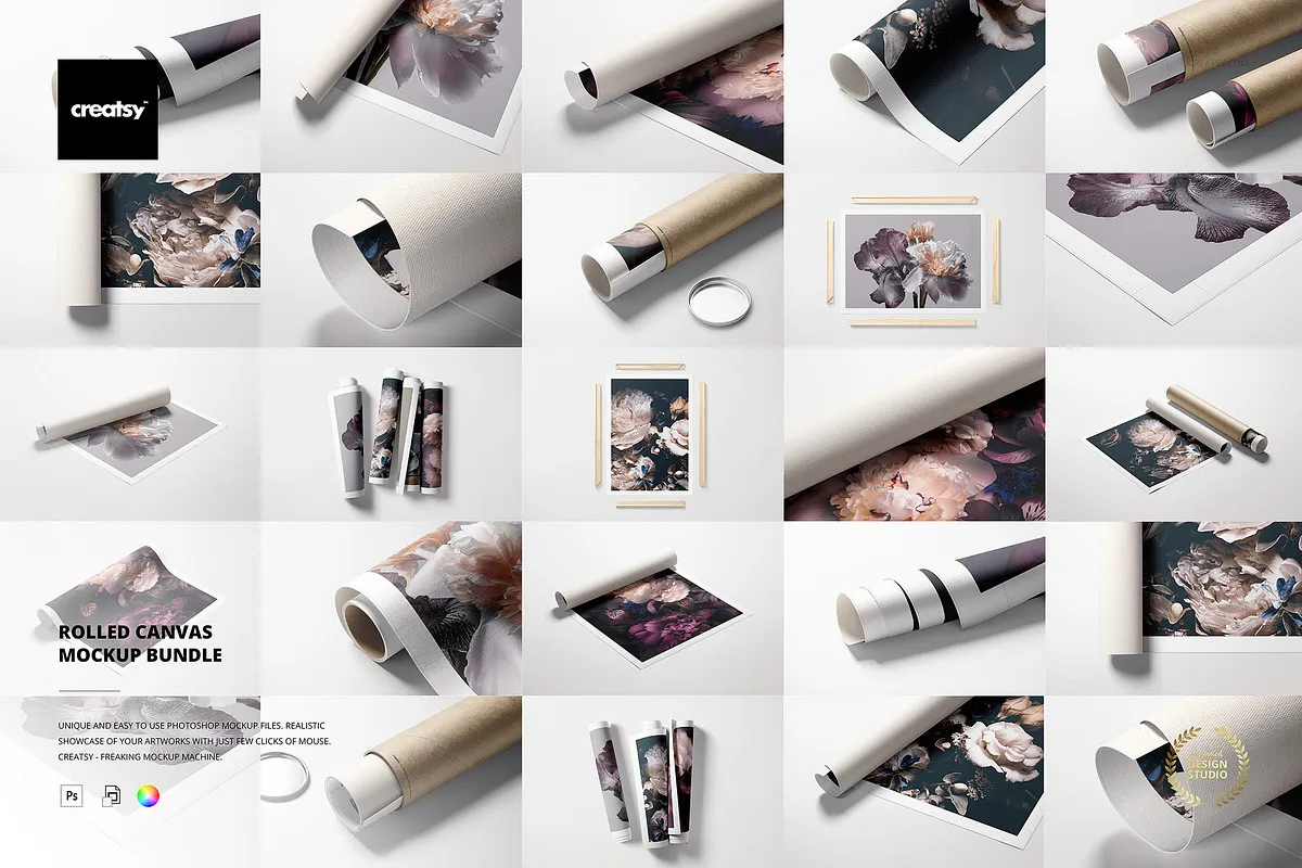 Rolled Canvas Print Mockup Bundle
