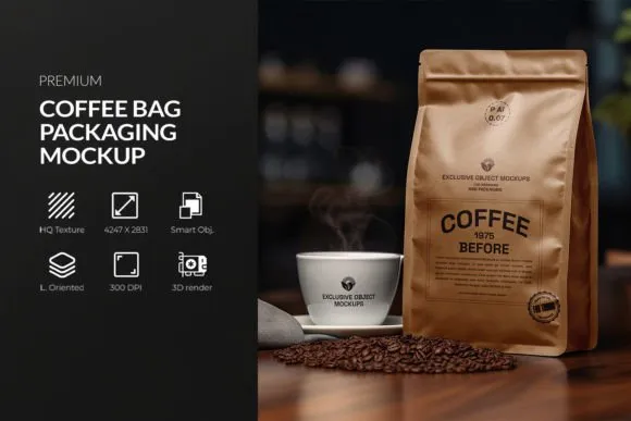 Coffee Bag Mockup PSD