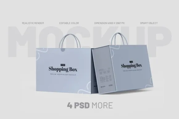 Shopping Box Mockup PSD