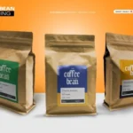 Coffee Bean Zip Packaging Mockup PSD